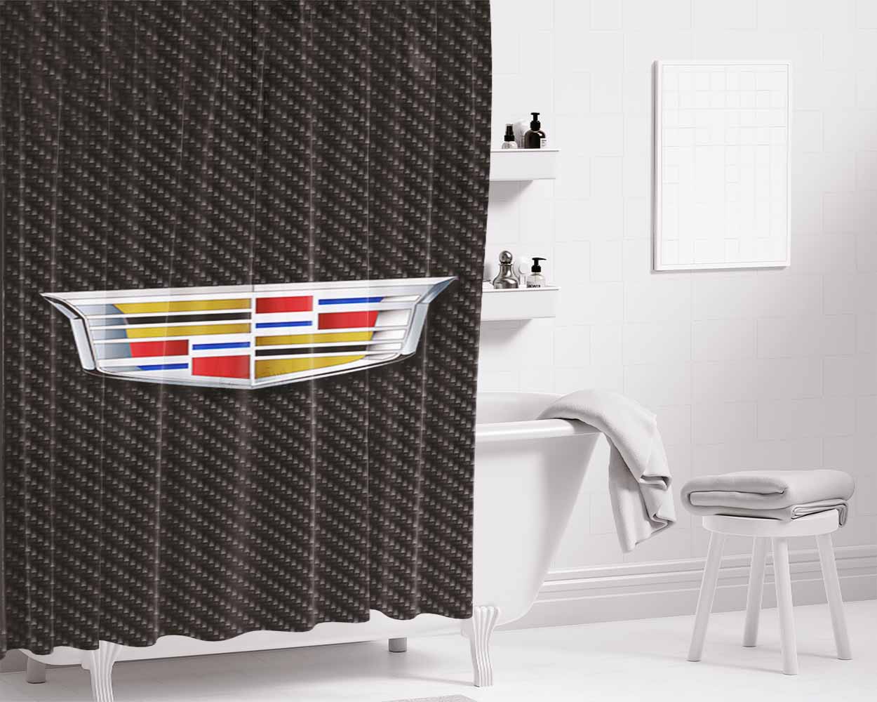 New Cadillac Logo Bathroom Shower Curtain Fabric Waterproof | 66 X 72 Inch