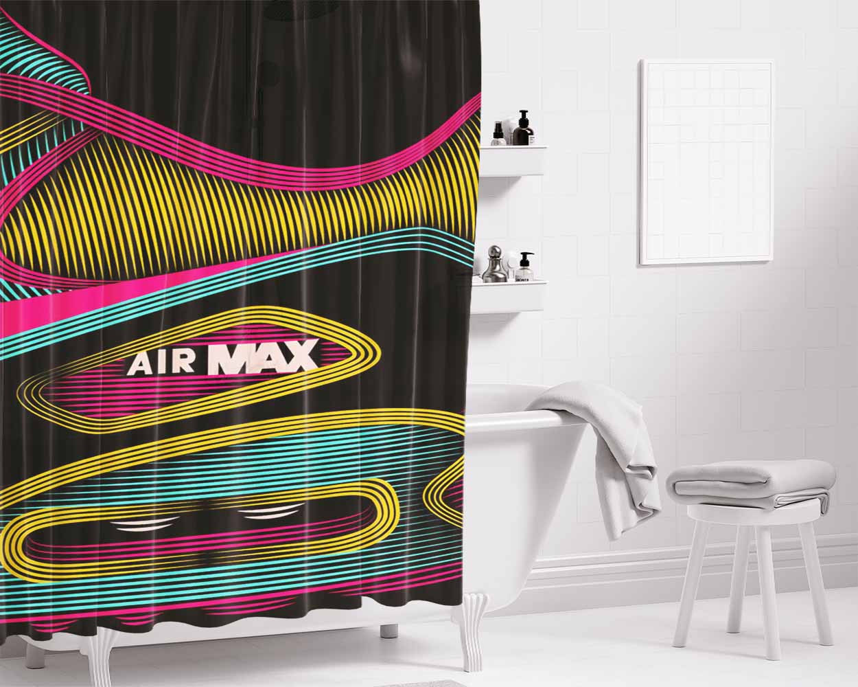 Nike Air Max Texture Bathroom Shower Curtain Fabric Waterproof | 66 X 72 Inch