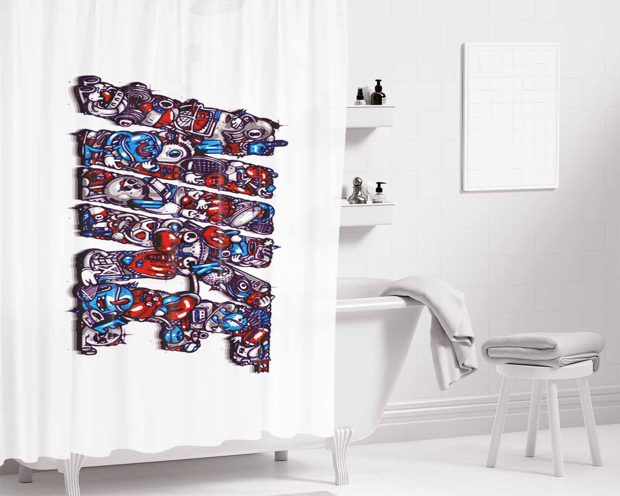 Nike Artisti Grafici Bathroom Shower Curtain Fabric Waterproof | 66 X 72 Inch