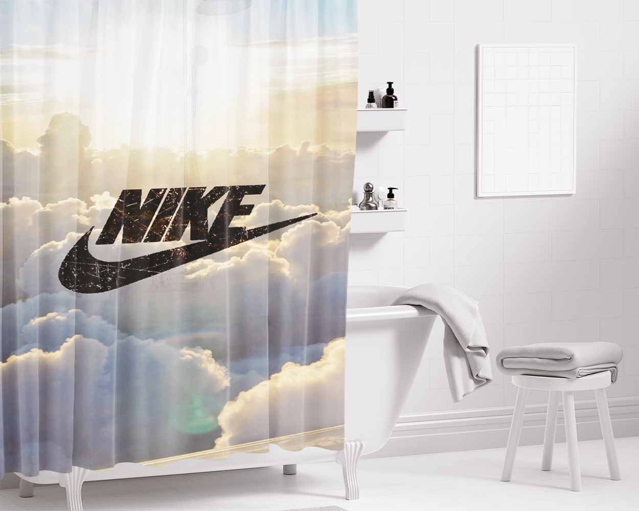 Nike Cloud Bathroom Shower Curtain Fabric Waterproof | 66 X 72 Inch