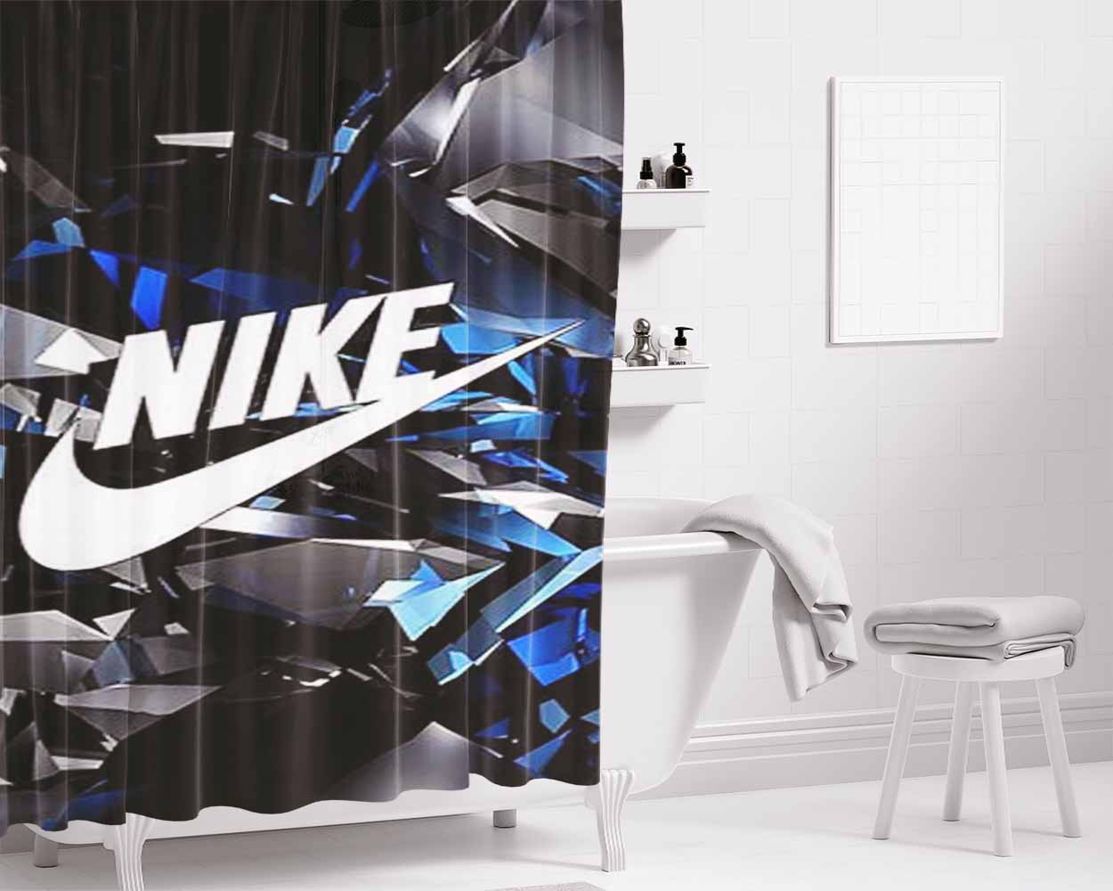 Nike Crystal Logo Bathroom Shower Curtain Fabric Waterproof | 66 X 72 Inch