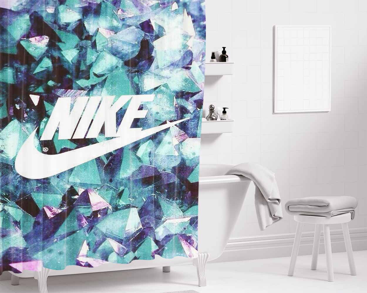 Nike Diamons Bathroom Shower Curtain Fabric Waterproof | 66 X 72 Inch