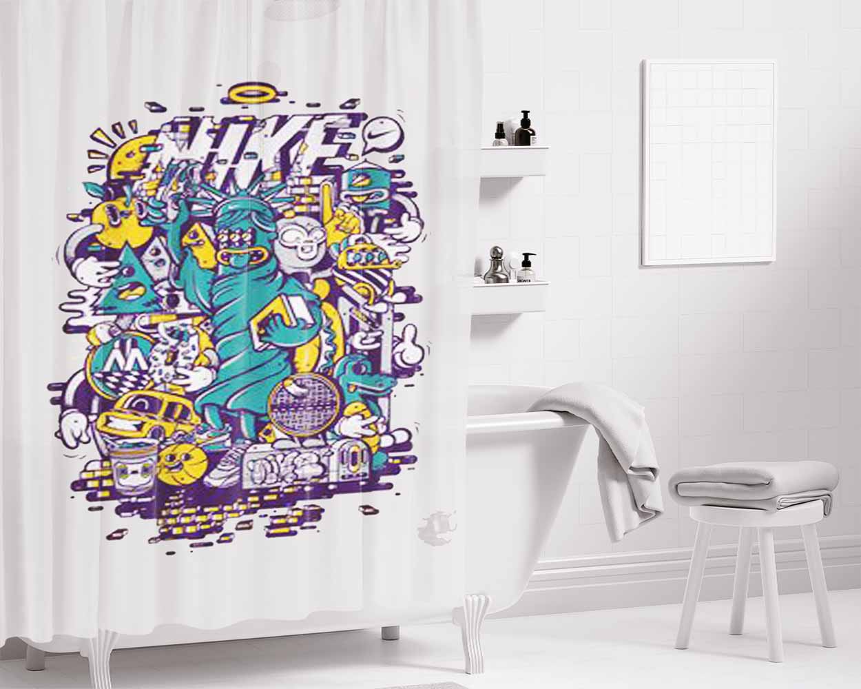 Nike Galaxy Bathroom Shower Curtain Fabric Waterproof | 66 X 72 Inch