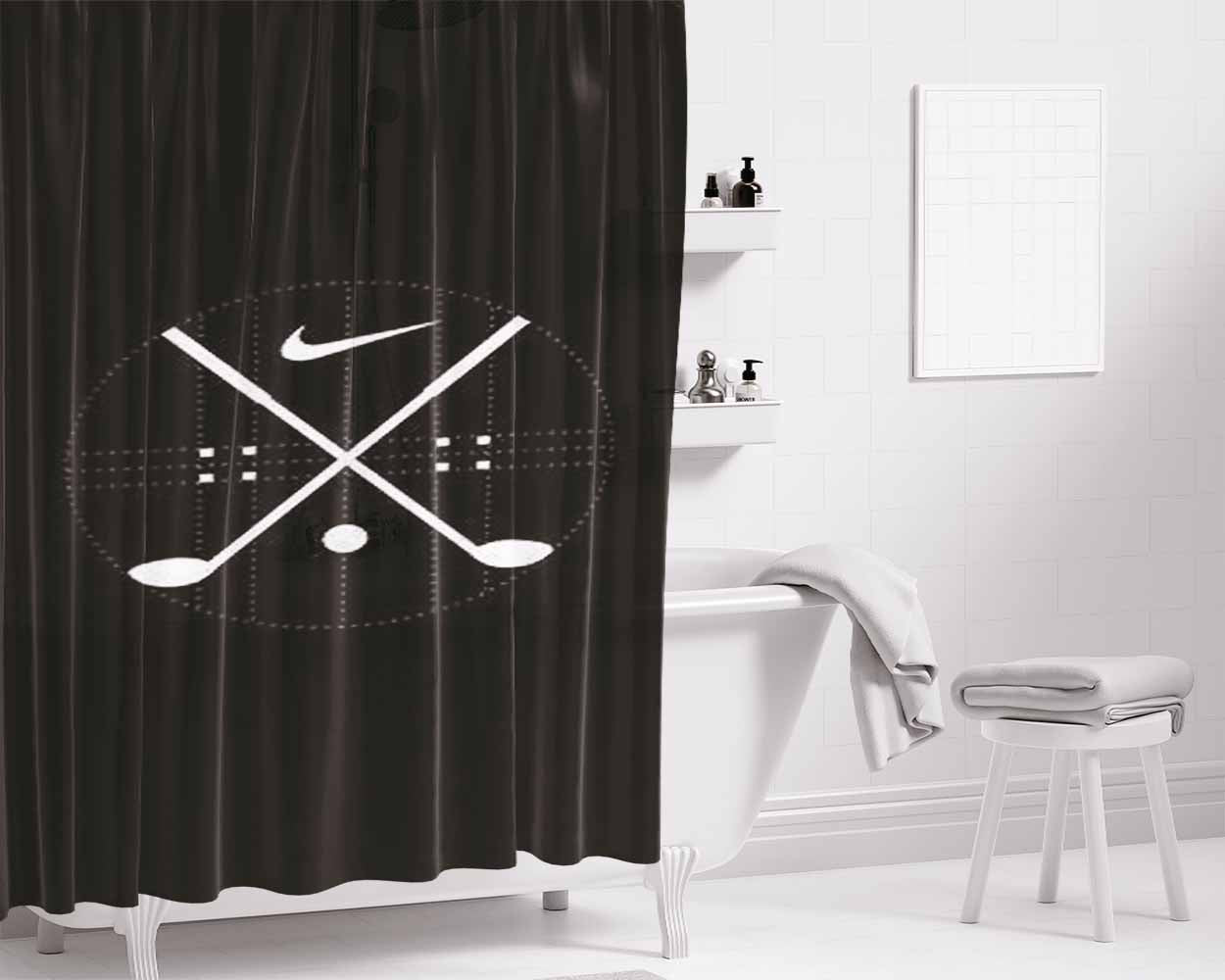 Nike Golf Symbol Bathroom Shower Curtain Fabric Waterproof | 66 X 72 Inch