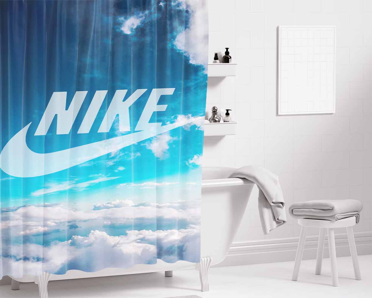 Nike In Cloud Bathroom Shower Curtain Fabric Waterproof | 66 X 72 Inch