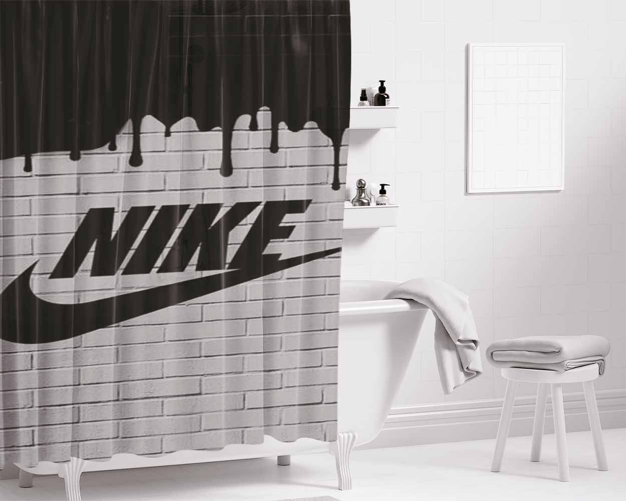 Nike In The Wall Bathroom Shower Curtain Fabric Waterproof | 66 X 72 Inch