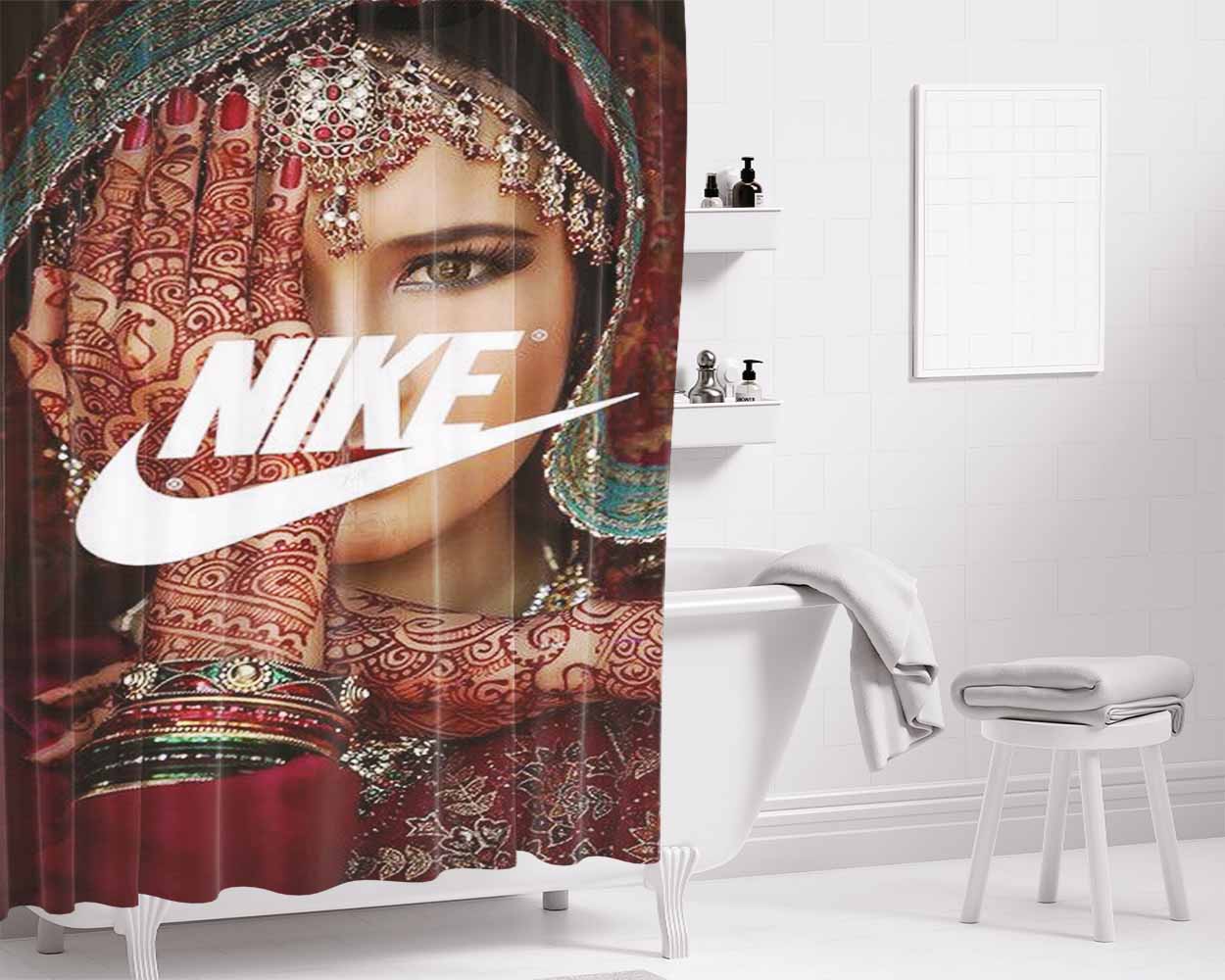Nike India Bathroom Shower Curtain Fabric Waterproof | 66 X 72 Inch