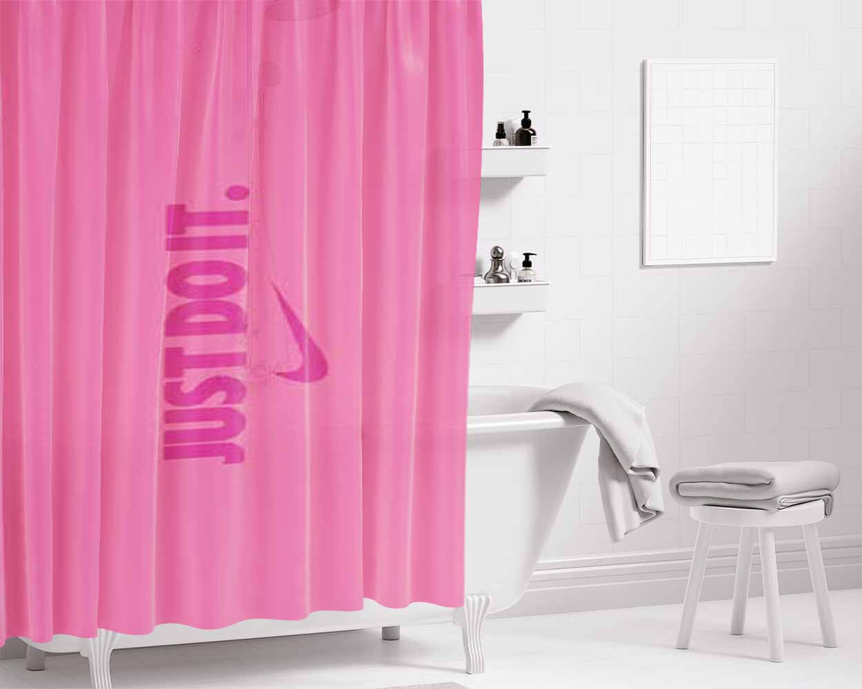 Nike Just Do It Pinks Bathroom Shower Curtain Fabric Waterproof | 66 X 72 Inch