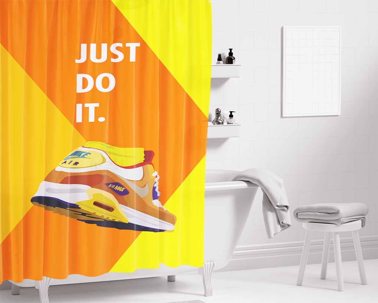 Nike Just Do It V Bathroom Shower Curtain Fabric Waterproof | 66 X 72 Inch
