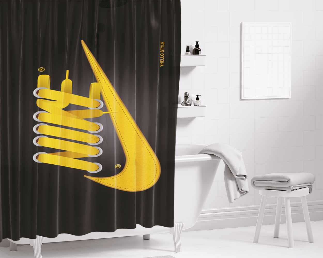 Nike Laces Hugo Silva Bathroom Shower Curtain Fabric Waterproof | 66 X 72 Inch