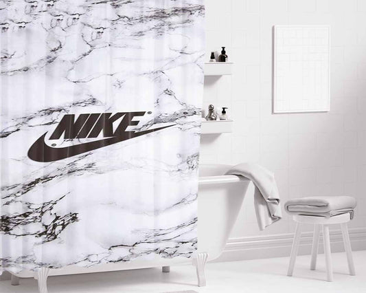 Nike Logo Marble Bathroom Shower Curtain Fabric Waterproof | 66 X 72 Inch