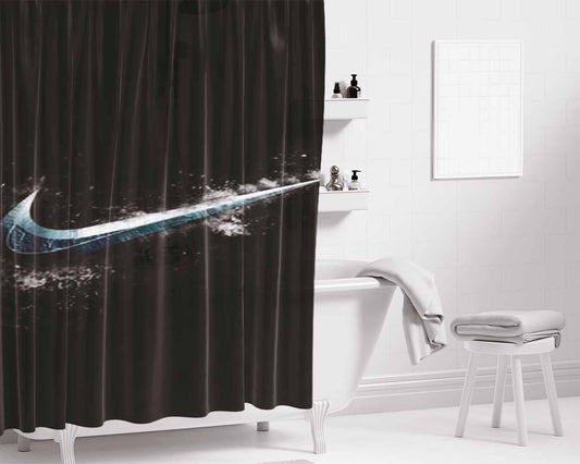 Nike Logo Stone Bathroom Shower Curtain Fabric Waterproof | 66 X 72 Inch