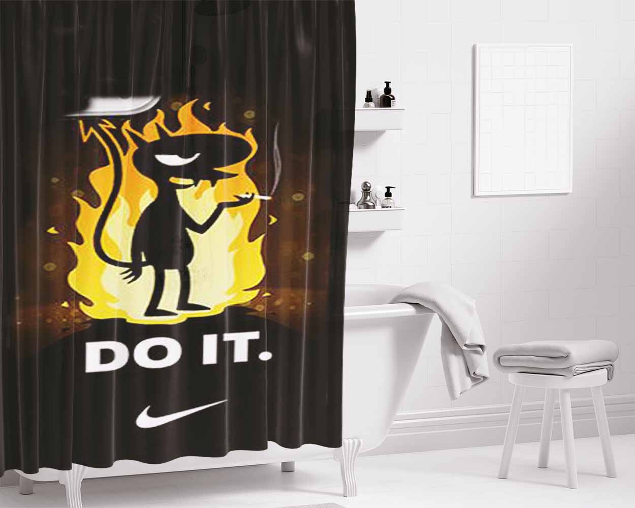 Nike Luci Just Do It Bathroom Shower Curtain Fabric Waterproof | 66 X 72 Inch
