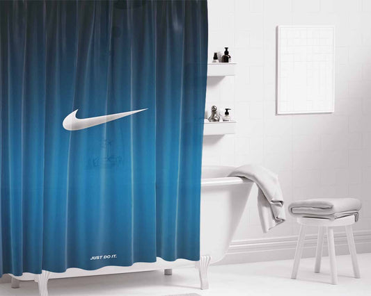 Nike Metal Logo Bathroom Shower Curtain Fabric Waterproof | 66 X 72 Inch