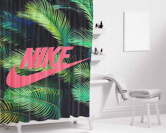 Nike Palm Pink Bathroom Shower Curtain Fabric Waterproof | 66 X 72 Inch