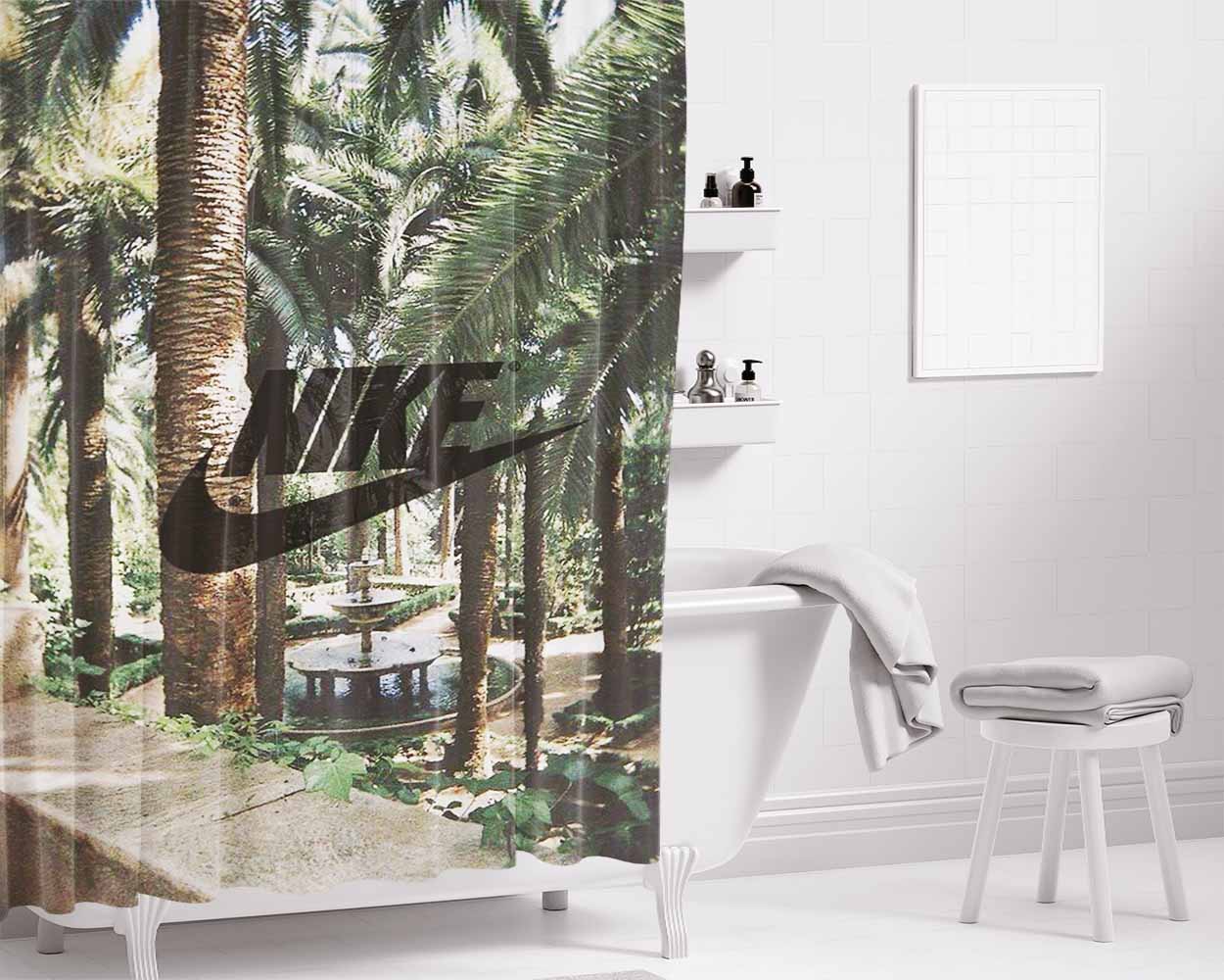 Nike Palm Private Bathroom Shower Curtain Fabric Waterproof | 66 X 72 Inch