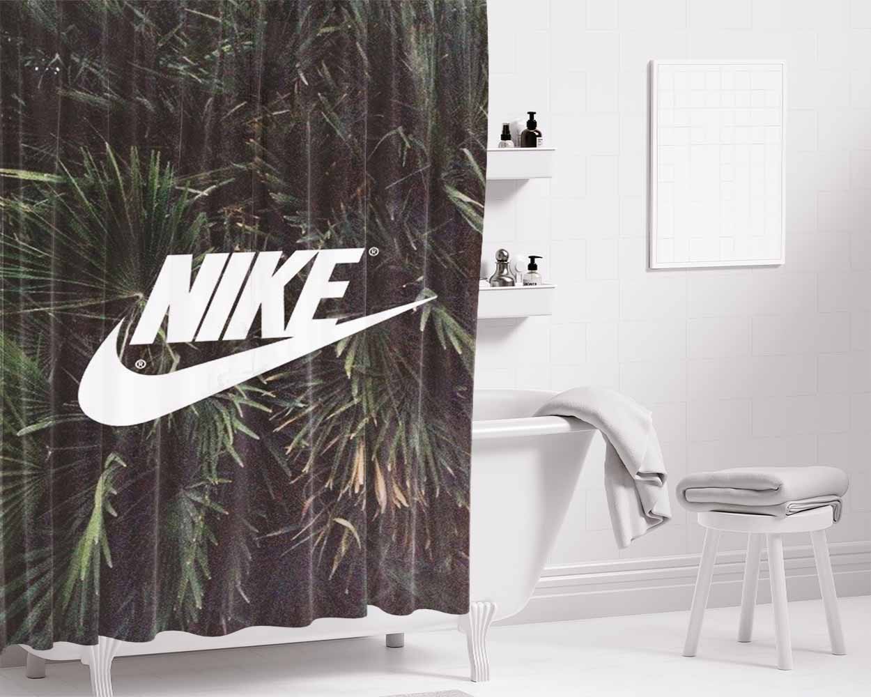Nike Palm Skin Art Flores Bathroom Shower Curtain Fabric Waterproof | 66 X 72 Inch