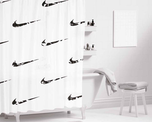 Nike Pattern Bathroom Shower Curtain Fabric Waterproof | 66 X 72 Inch