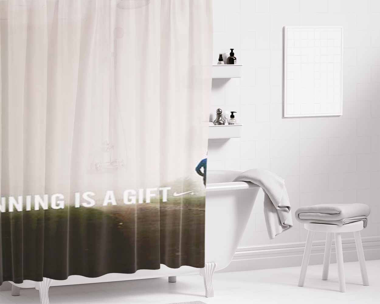 Nike Running Is A Gift Bathroom Shower Curtain Fabric Waterproof | 66 X 72 Inch