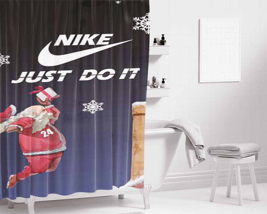 Nike Santa Dunk Bathroom Shower Curtain Fabric Waterproof | 66 X 72 Inch