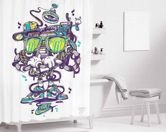 Nike Tape Stay Cool Bathroom Shower Curtain Fabric Waterproof | 66 X 72 Inch