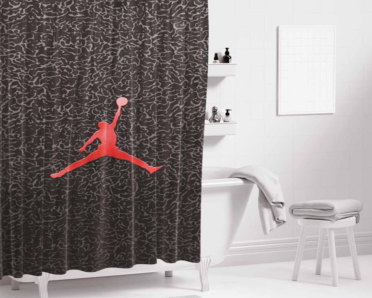Nike Wallpaper Bathroom Shower Curtain Fabric Waterproof | 66 X 72 Inch