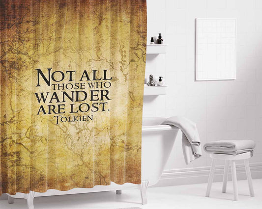 Not All Those Who Wander Are Lost Tolkien Bathroom Shower Curtain Fabric Waterproof | 66 X 72 Inch