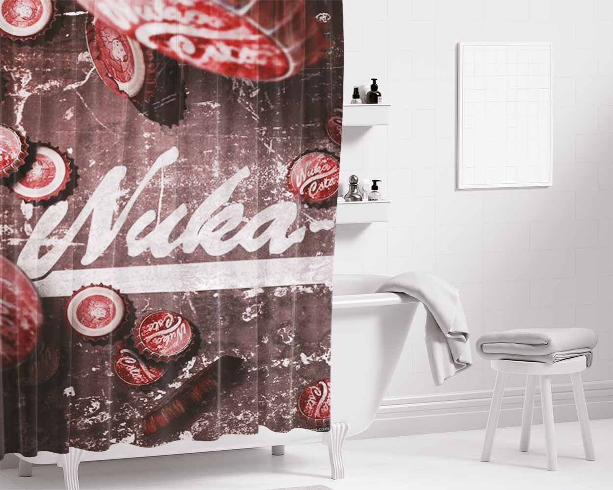 Nuka Cola Logo Bathroom Shower Curtain Fabric Waterproof | 66 X 72 Inch