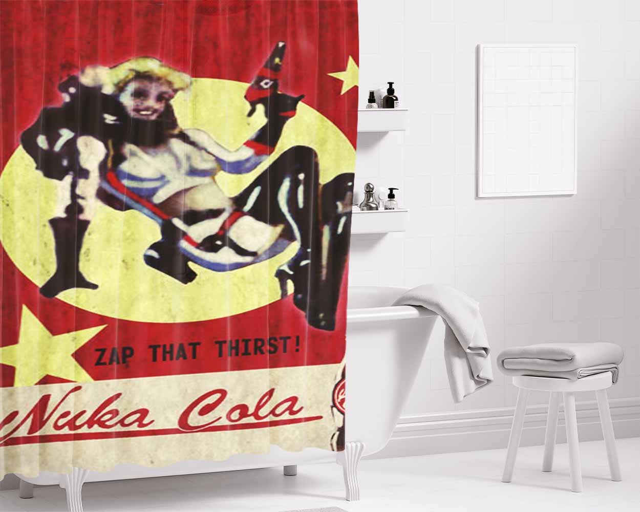 Nuka Cola Zap That Thirst Bathroom Shower Curtain Fabric Waterproof | 66 X 72 Inch