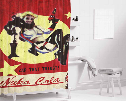 Nuka Cola Zap That Thirst Bathroom Shower Curtain Fabric Waterproof | 66 X 72 Inch
