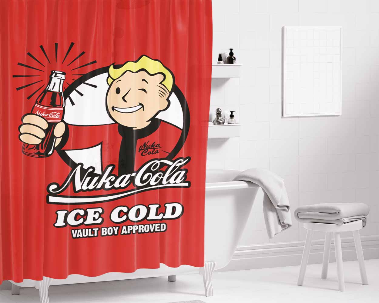 Nuka Cola Bathroom Shower Curtain Fabric Waterproof | 66 X 72 Inch
