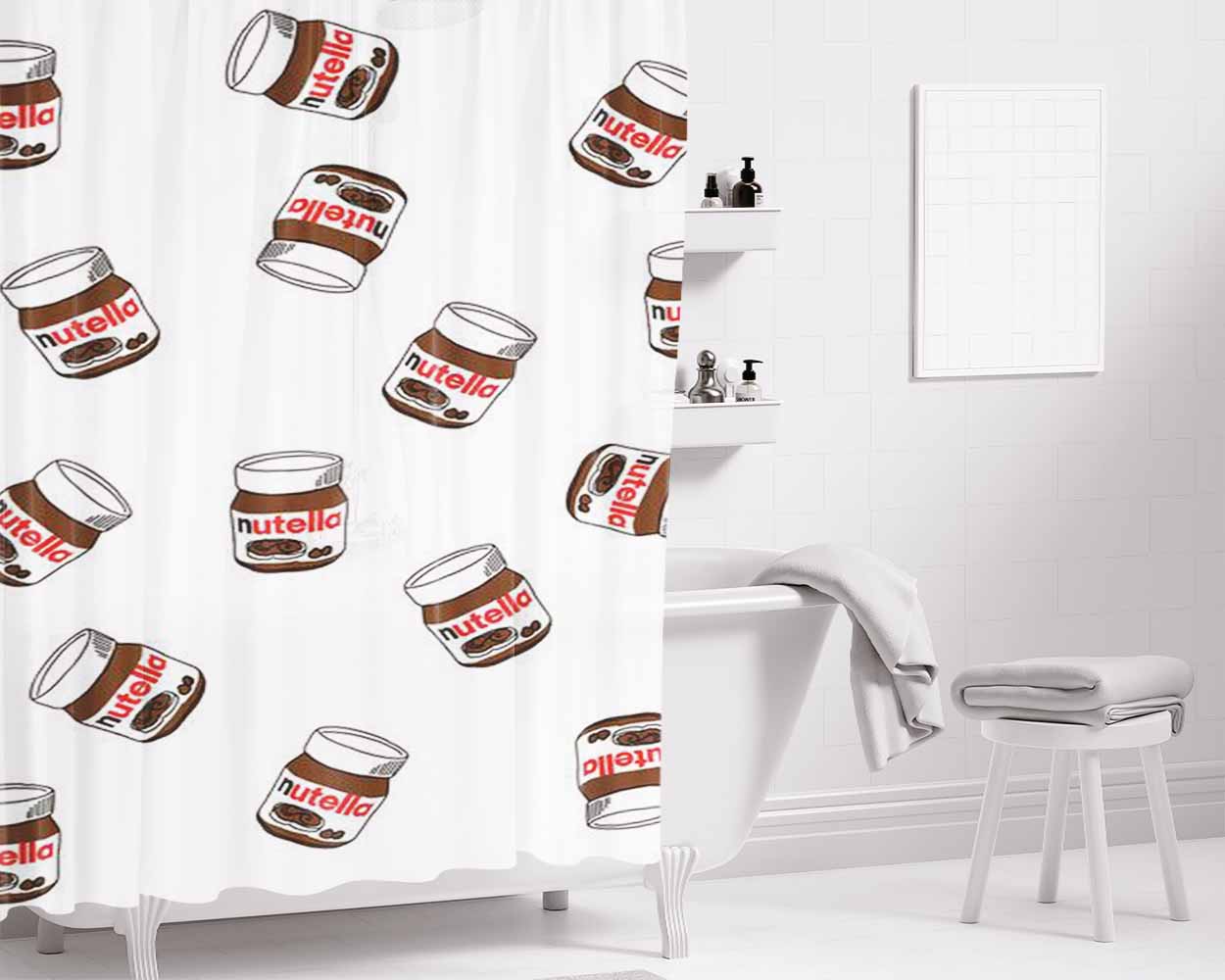 Nutella Pattern Bathroom Shower Curtain Fabric Waterproof | 66 X 72 Inch