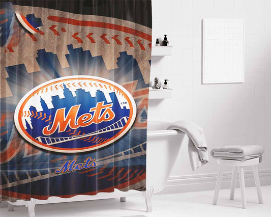 Ny Mets Bathroom Shower Curtain Fabric Waterproof | 66 X 72 Inch