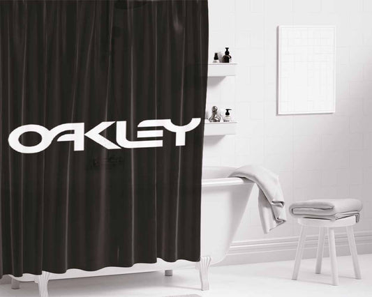 Oakley Text Bathroom Shower Curtain Fabric Waterproof | 66 X 72 Inch