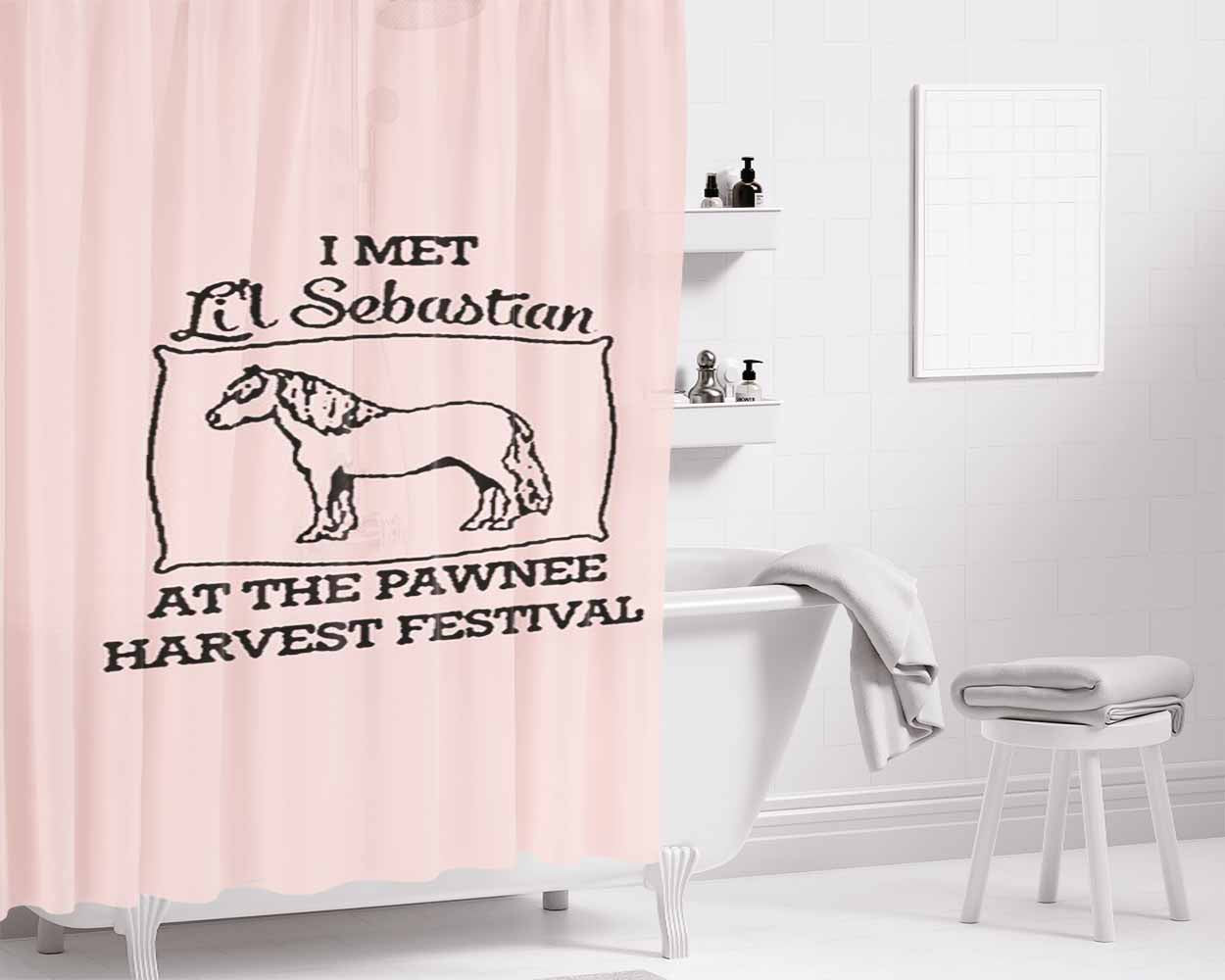 Parks And Recreation I Met Li'L Sebastian Bathroom Shower Curtain Fabric Waterproof | 66 X 72 Inch