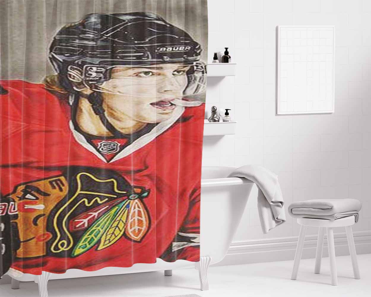 Patrick Kane Paint Bathroom Shower Curtain Fabric Waterproof | 66 X 72 Inch