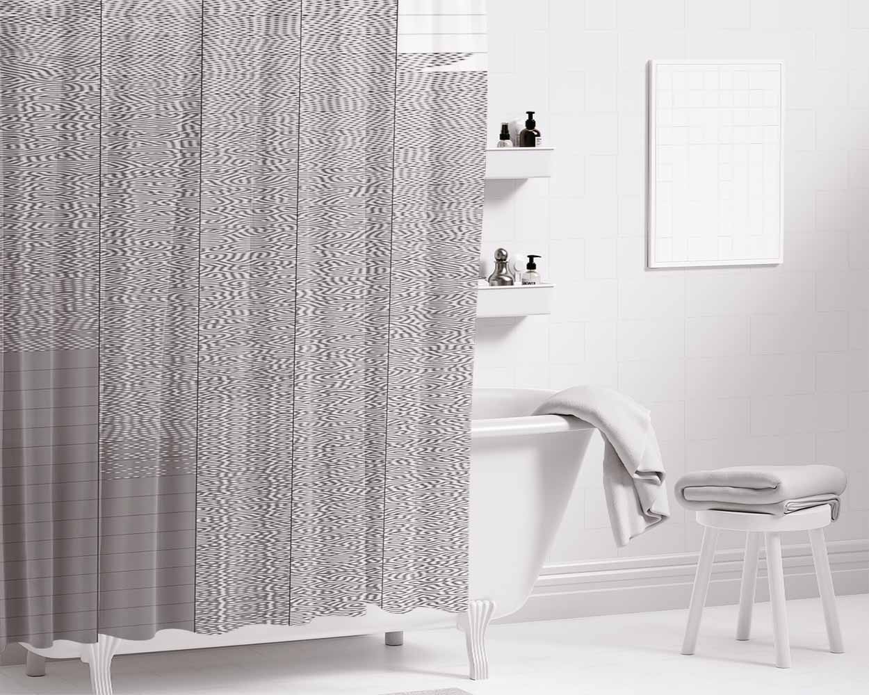 Pattern Art A Blue Bathroom Shower Curtain Fabric Waterproof | 66 X 72 Inch
