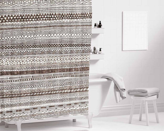 Pattern Black Sweet Bathroom Shower Curtain Fabric Waterproof | 66 X 72 Inch