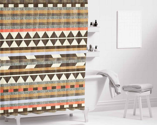 Pattern Brown Cas Mind Bathroom Shower Curtain Fabric Waterproof | 66 X 72 Inch