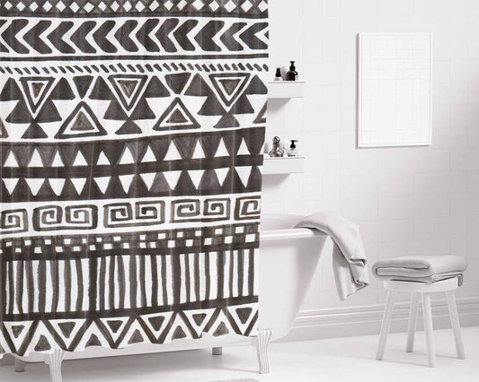 Pattern Cat Black Bathroom Shower Curtain Fabric Waterproof | 66 X 72 Inch