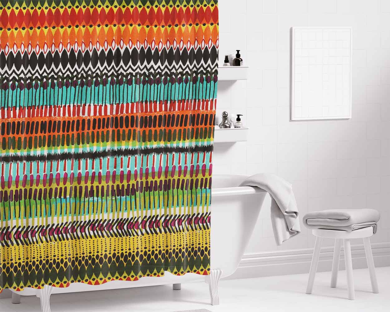Pattern Culture Bathroom Shower Curtain Fabric Waterproof | 66 X 72 Inch