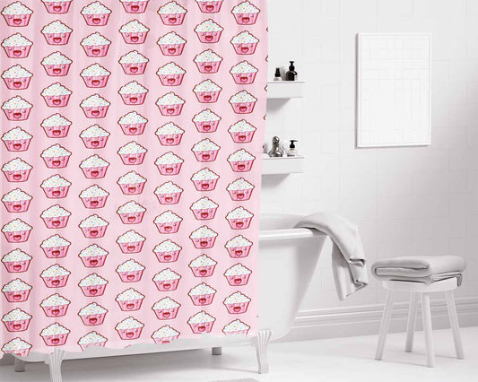 Pattern Cupcake Bathroom Shower Curtain Fabric Waterproof | 66 X 72 Inch