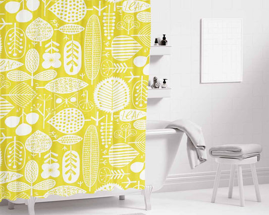 Pattern Gold Slow Bathroom Shower Curtain Fabric Waterproof | 66 X 72 Inch