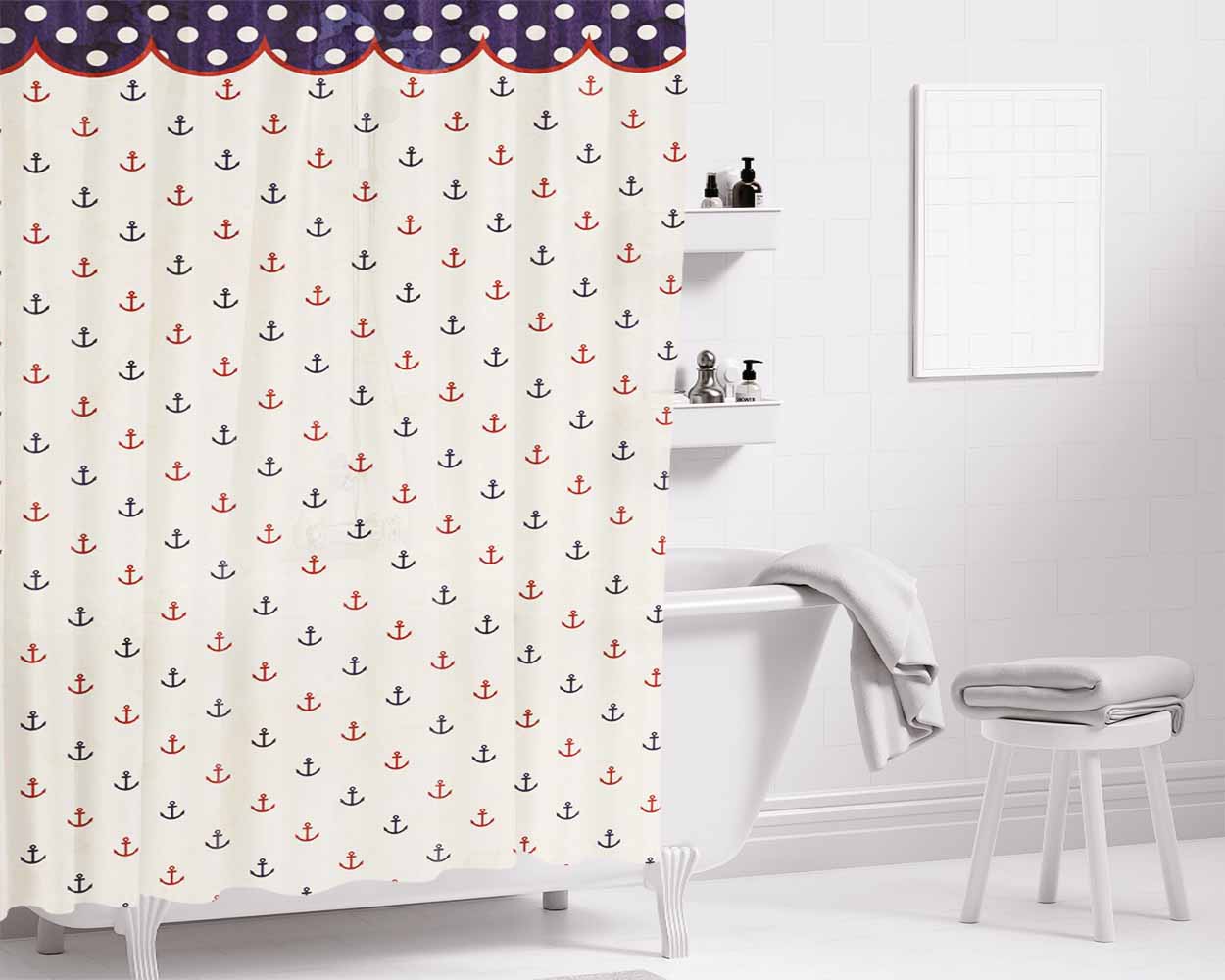 Pattern Key Bathroom Shower Curtain Fabric Waterproof | 66 X 72 Inch