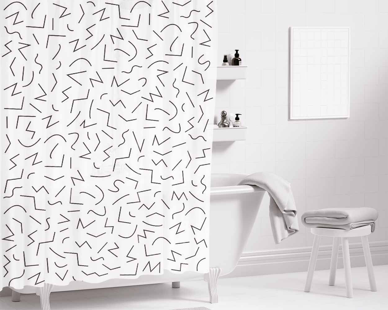 Pattern Nice Bathroom Shower Curtain Fabric Waterproof | 66 X 72 Inch