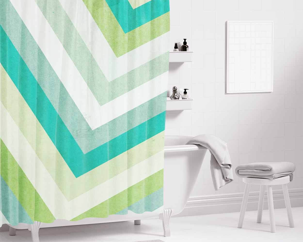Pattern Pillow Glass Bathroom Shower Curtain Fabric Waterproof | 66 X 72 Inch