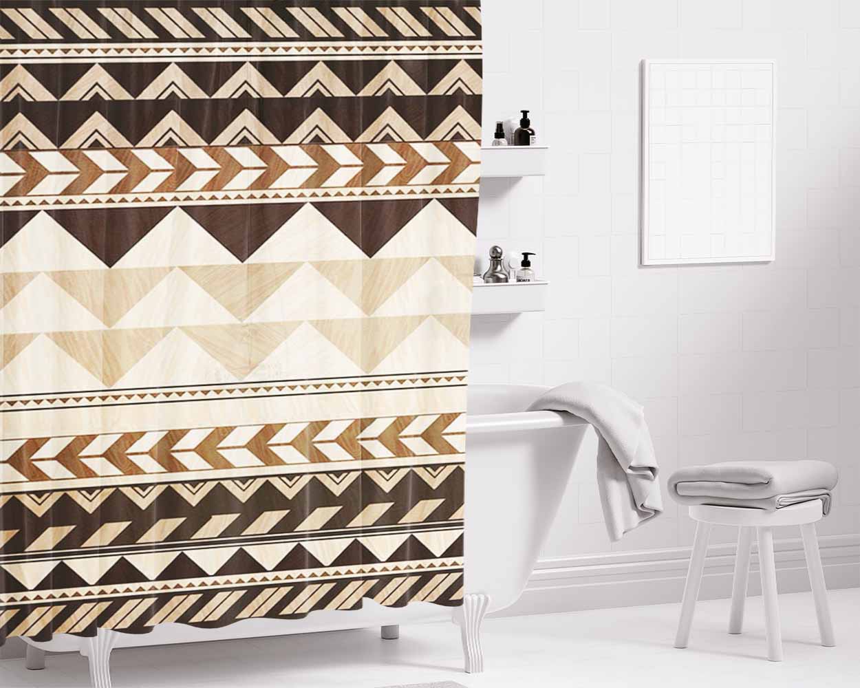 Pattern Sabila Brown Cute Bathroom Shower Curtain Fabric Waterproof | 66 X 72 Inch