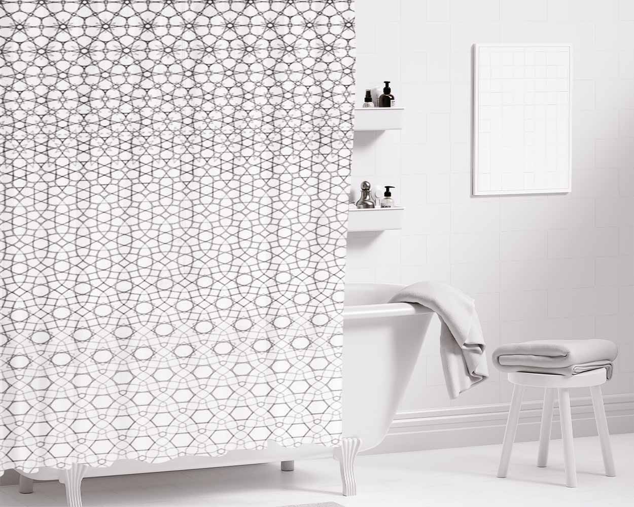 Pattern Tag Story Bathroom Shower Curtain Fabric Waterproof | 66 X 72 Inch