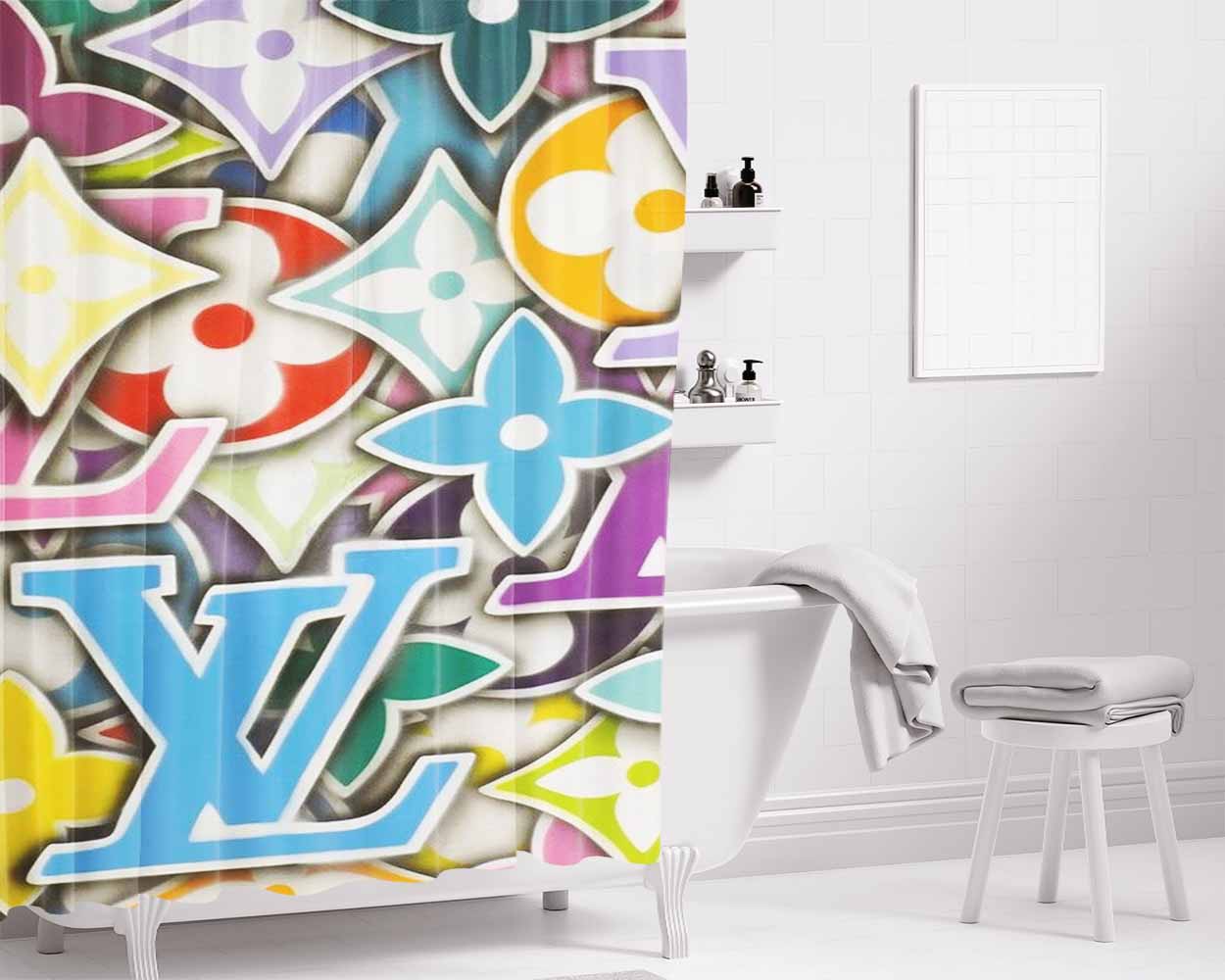 Pattern Takasi Murakami Lv Bathroom Shower Curtain Fabric Waterproof | 66 X 72 Inch