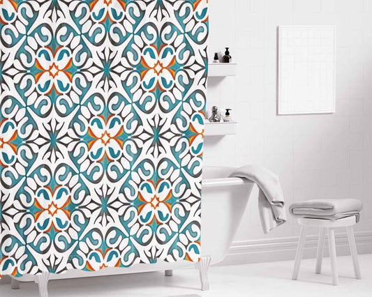 Pattern With The Letters E Bathroom Shower Curtain Fabric Waterproof | 66 X 72 Inch